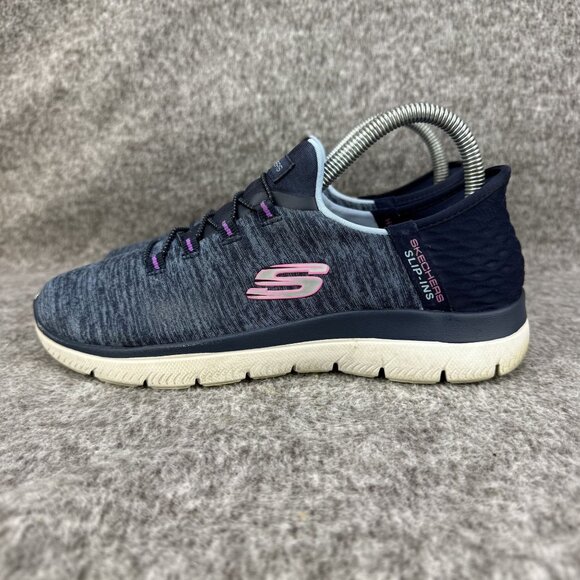 ✅ Womens 6 Skechers Slip-Ins Memory Foam Athletic Sneakers Blue Casual Comfort - Picture 9 of 13